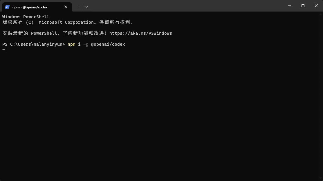 通过 npm 全局安装 Codex CLI